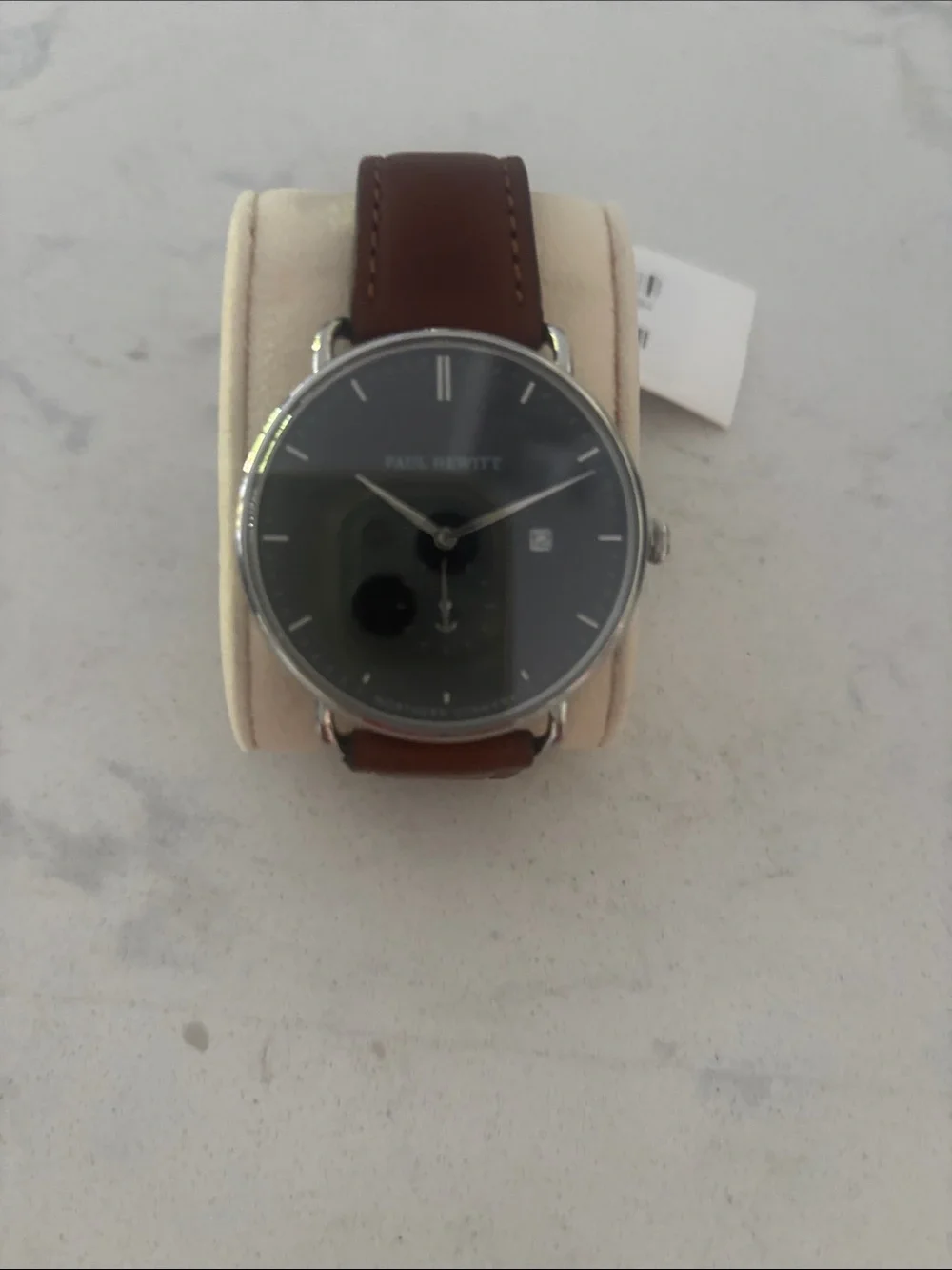 Paul Hewitt Men’s Brown Leather Strap Watch with Black Dial